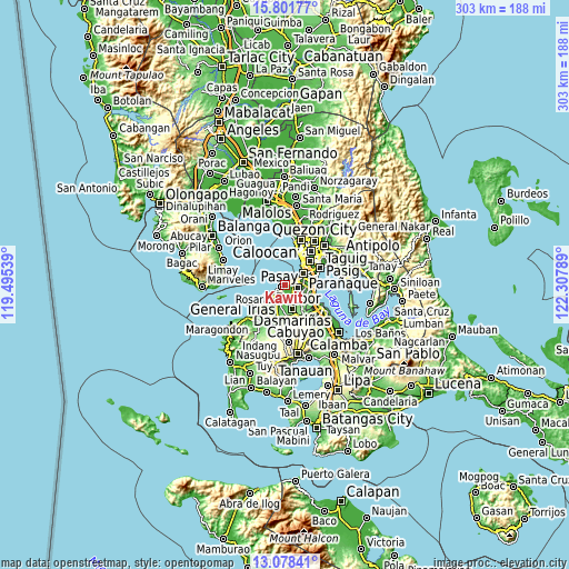 Topographic map of Kawit