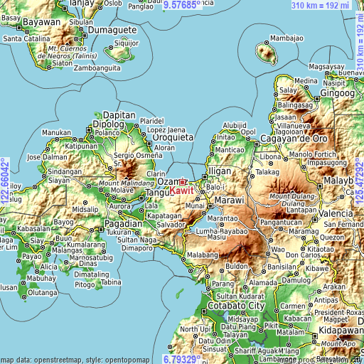 Topographic map of Kawit