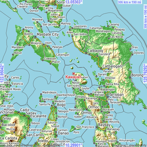 Topographic map of Kawayan