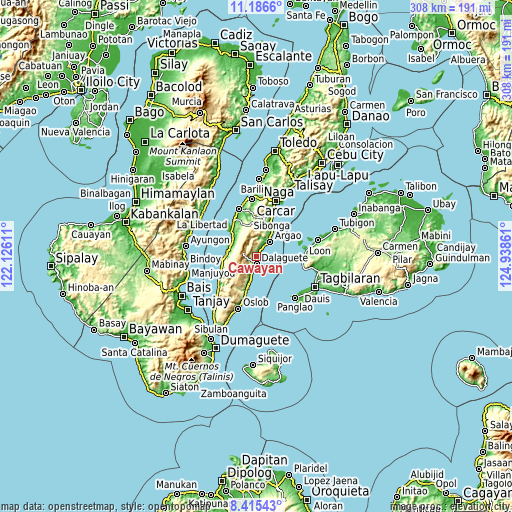 Topographic map of Cawayan