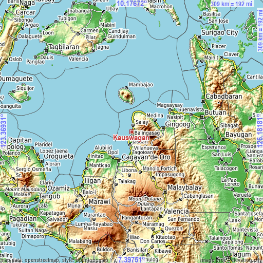 Topographic map of Kauswagan