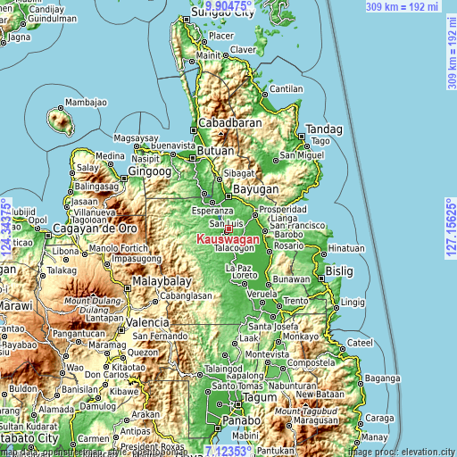 Topographic map of Kauswagan