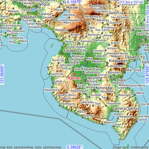 Topographic map of Kauran