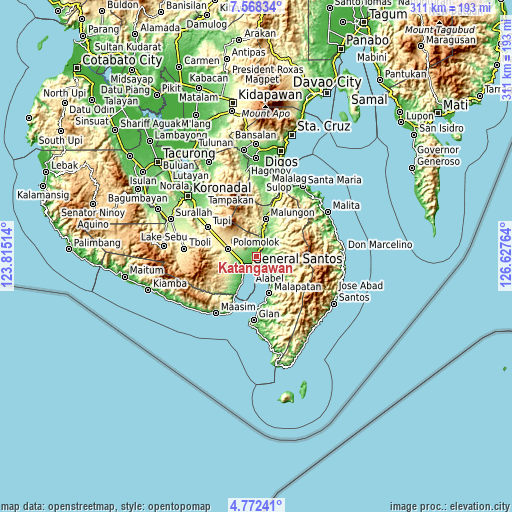 Topographic map of Katangawan