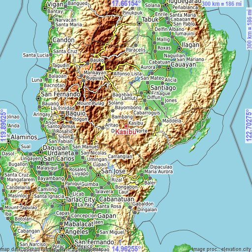 Topographic map of Kasibu