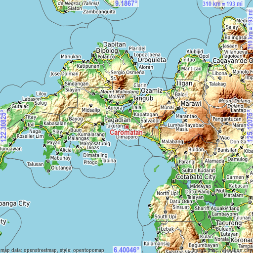 Topographic map of Caromatan