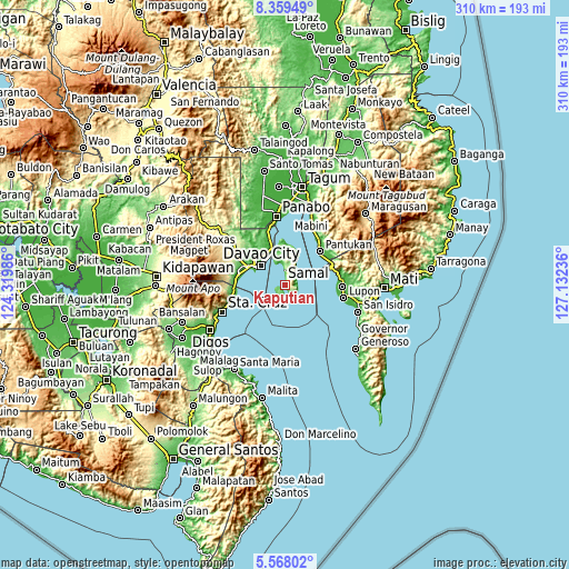 Topographic map of Kaputian