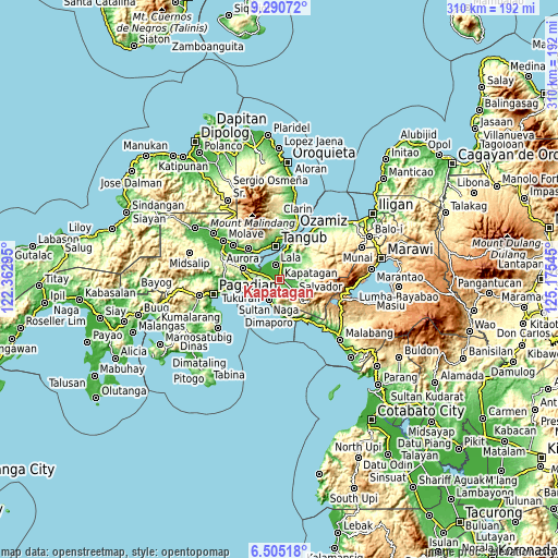 Topographic map of Kapatagan