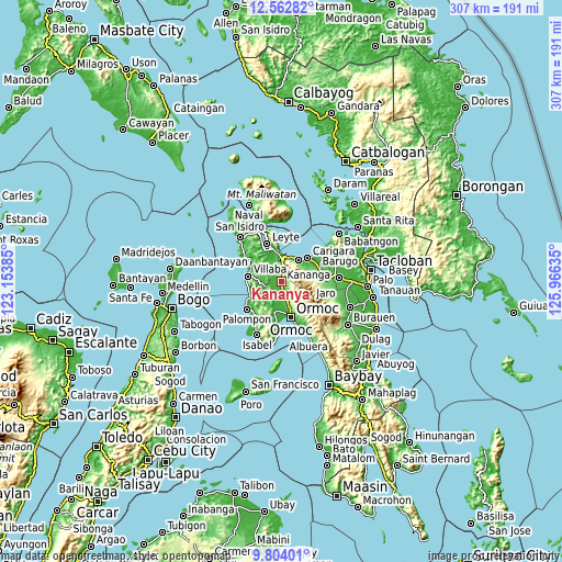 Topographic map of Kananya