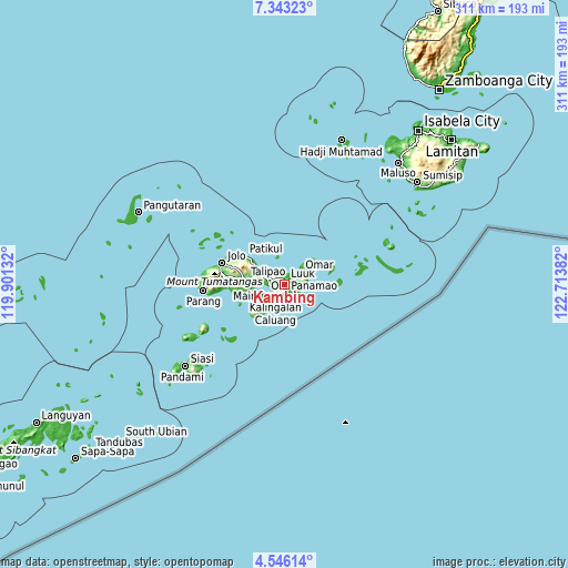 Topographic map of Kambing