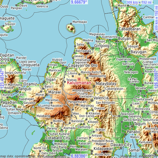 Topographic map of Kalugmanan