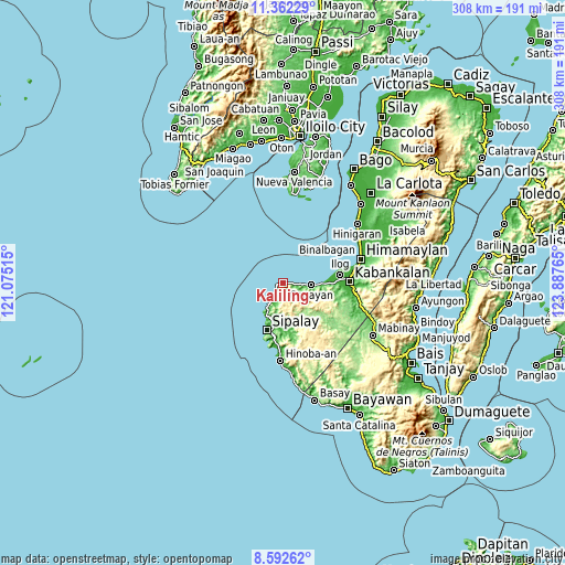 Topographic map of Kaliling