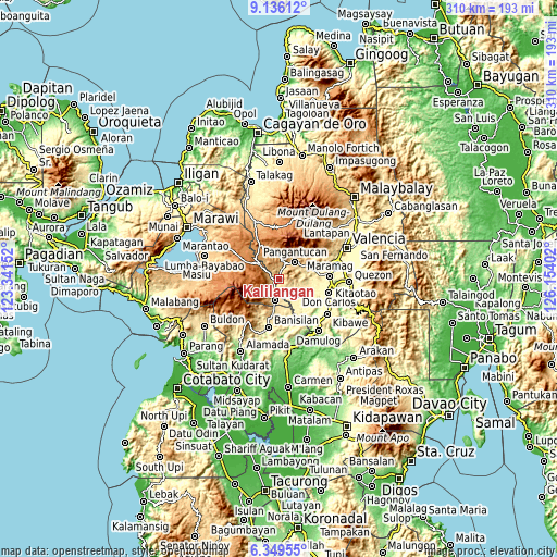 Topographic map of Kalilangan