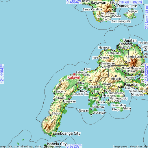 Topographic map of Kalawit