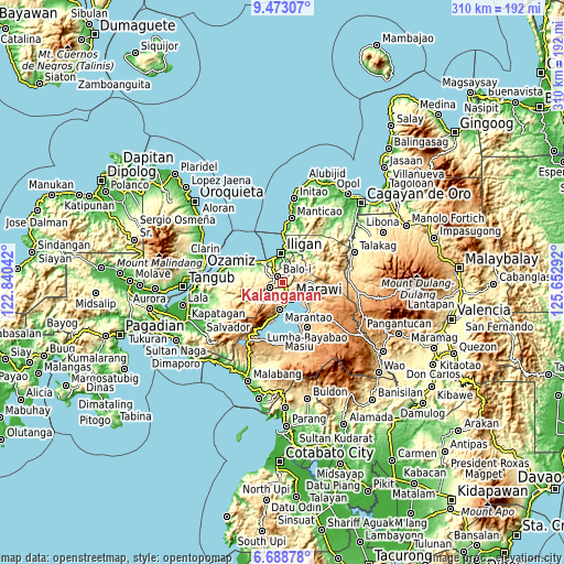 Topographic map of Kalanganan