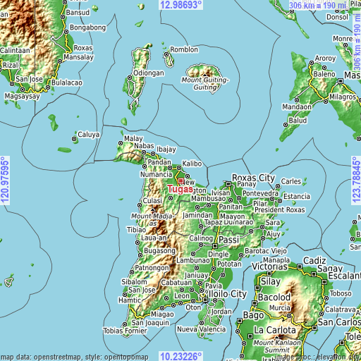 Topographic map of Tugas