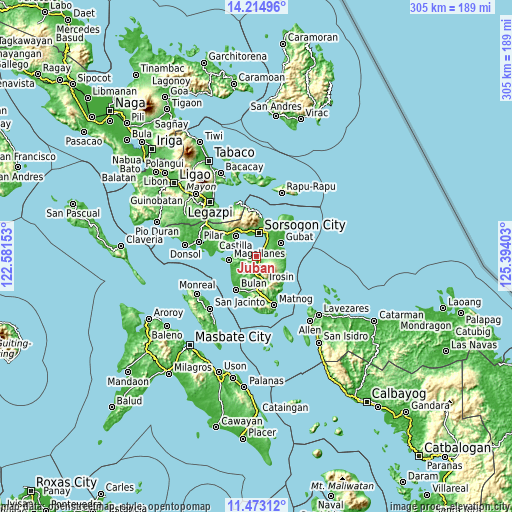 Topographic map of Juban