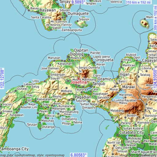 Topographic map of Josefina