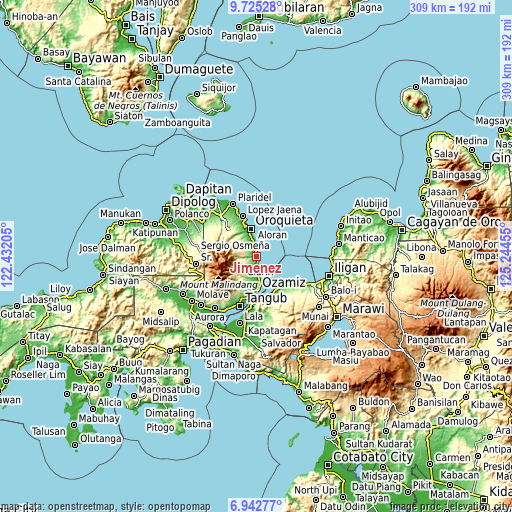 Topographic map of Jimenez