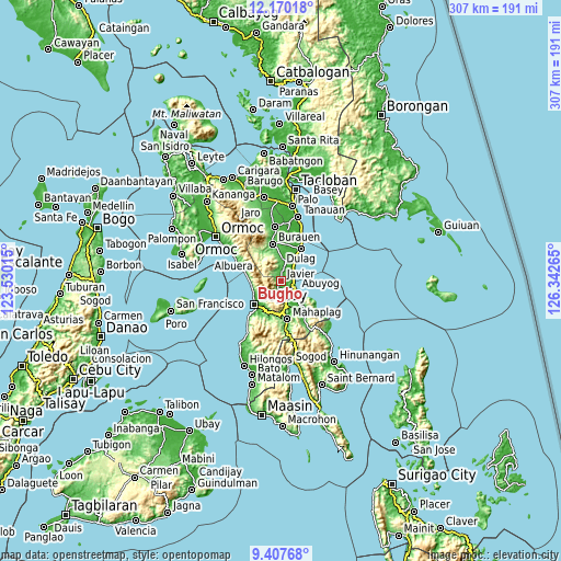 Topographic map of Bugho