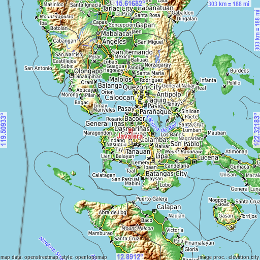 Topographic map of Javalera