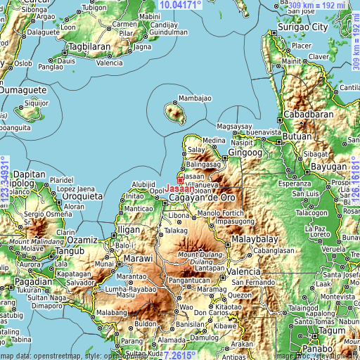 Topographic map of Jasaan