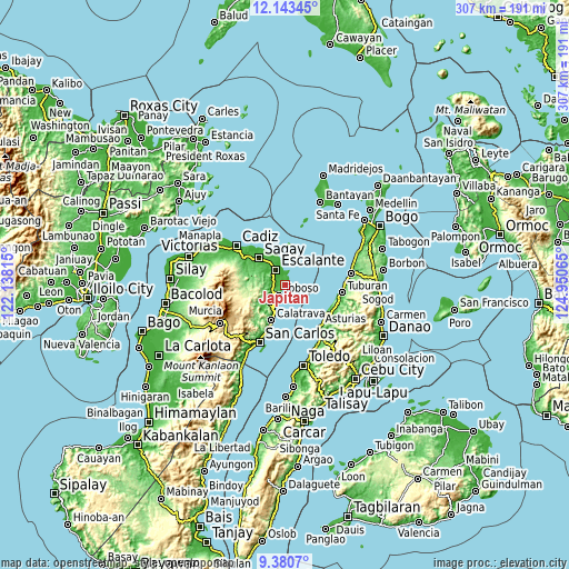 Topographic map of Japitan