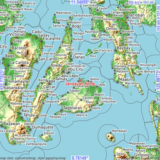 Topographic map of Jandayan Norte