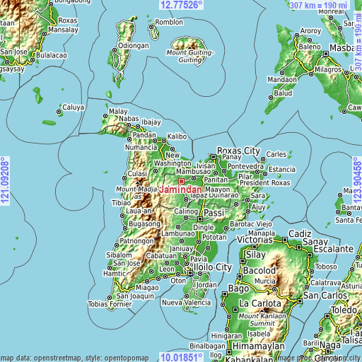 Topographic map of Jamindan