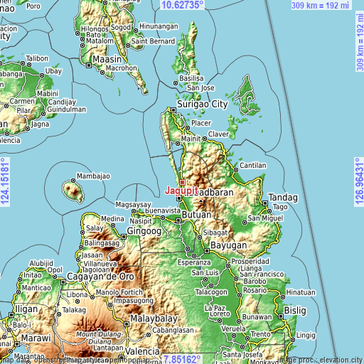 Topographic map of Jagupit