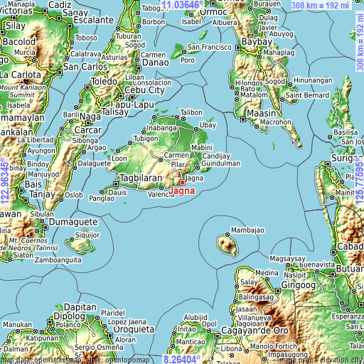 Topographic map of Jagna