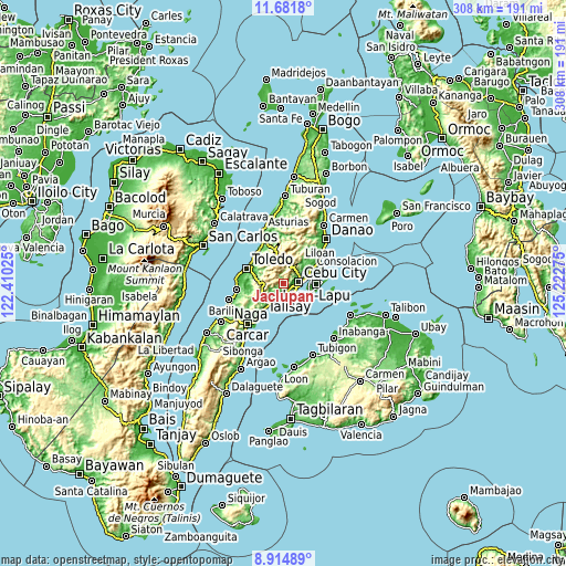 Topographic map of Jaclupan