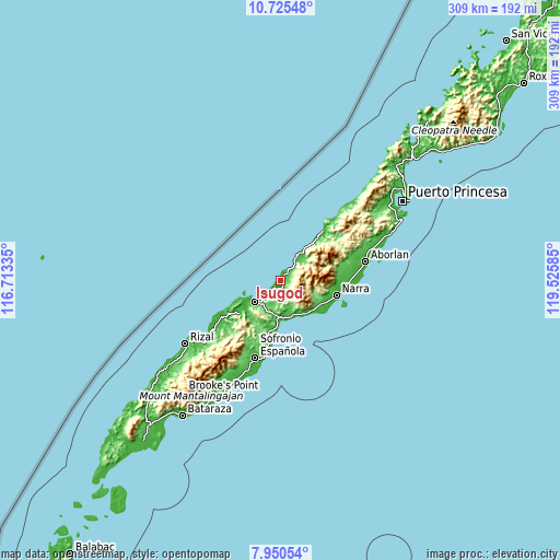 Topographic map of Isugod