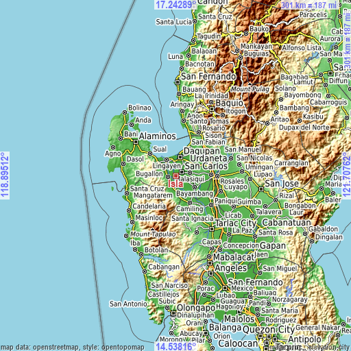 Topographic map of Isla