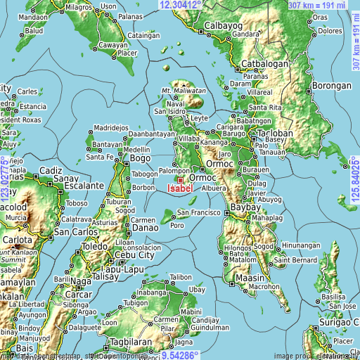 Topographic map of Isabel