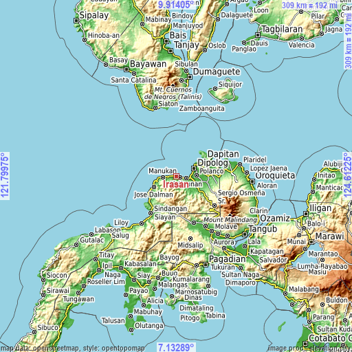 Topographic map of Irasan