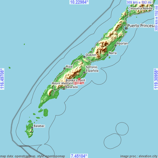 Topographic map of Ipilan