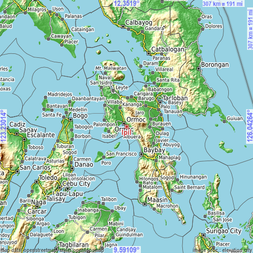 Topographic map of Ipil