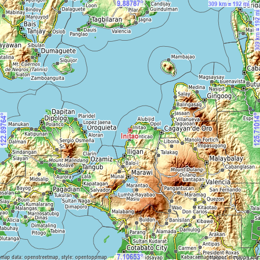 Topographic map of Initao