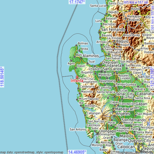 Topographic map of Infanta