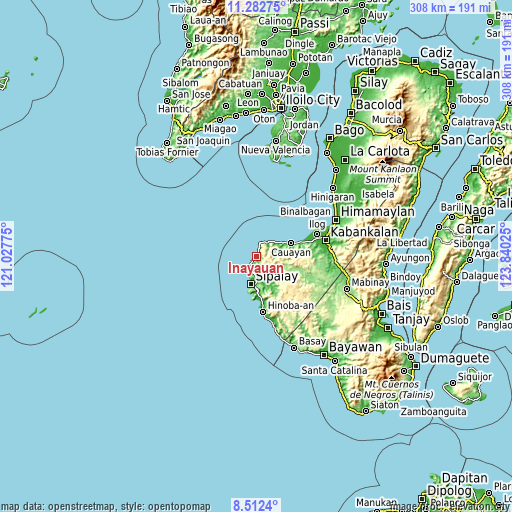 Topographic map of Inayauan