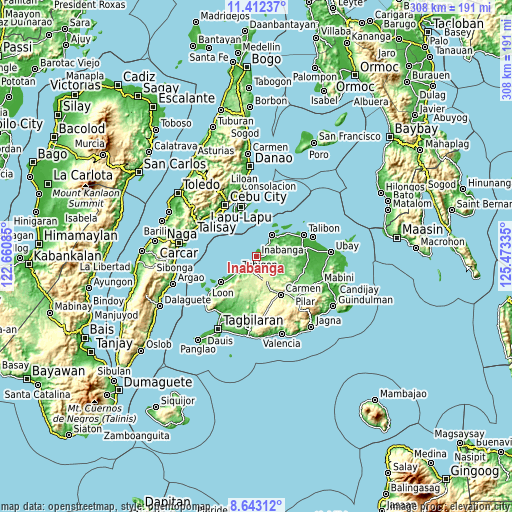 Topographic map of Inabanga