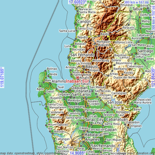 Topographic map of Inabaan Sur