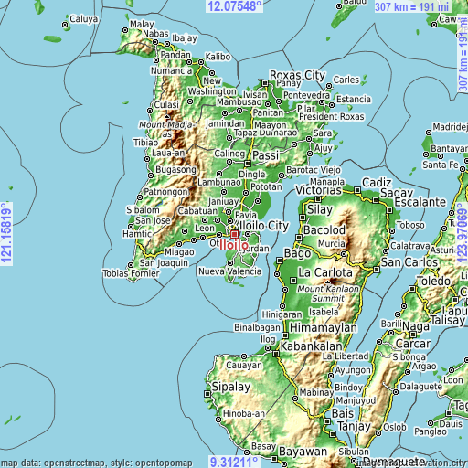 Topographic map of Iloilo