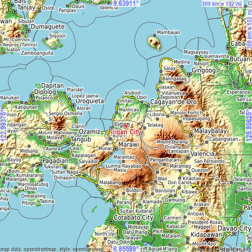 Topographic map of Iligan City