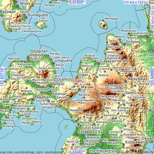 Topographic map of Iligan