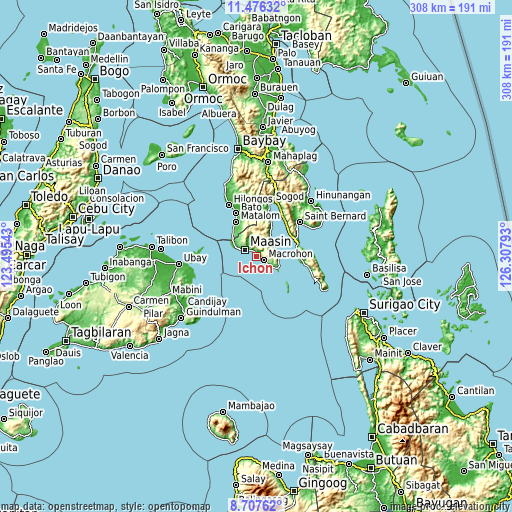 Topographic map of Ichon