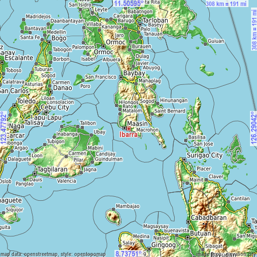 Topographic map of Ibarra