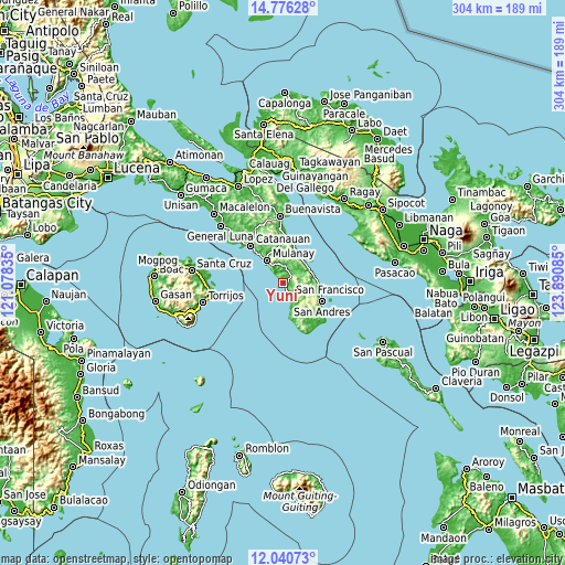 Topographic map of Yuni