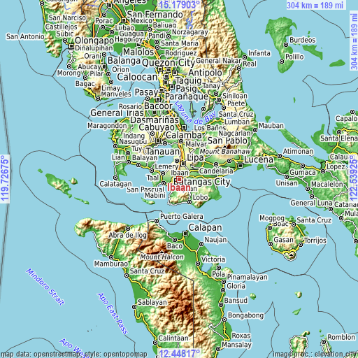 Topographic map of Ibaan